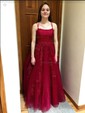Ball Gown Scoop Neck Tulle Prom Dresses With Appliques