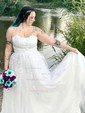 Ball Gown Scoop Neck Tulle Prom Dresses With Appliques