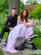 Princess Scoop Neck Tulle Prom Dresses With Appliques