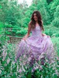 Princess Scoop Neck Tulle Prom Dresses With Appliques
