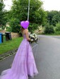 Ball Gown Scoop Neck Tulle Sweep Train Appliques Lace Prom Dresses