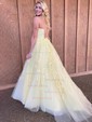 Princess Scoop Neck Tulle Prom Dresses With Appliques
