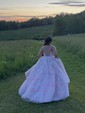 Princess Scoop Neck Tulle Prom Dresses With Appliques