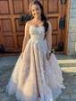 Princess Scoop Neck Tulle Prom Dresses With Appliques
