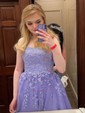 Ball Gown Scoop Neck Tulle Prom Dresses With Appliques