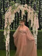 Ball Gown Sweetheart Puff Sleeve Tulle Prom Dresses With Beading