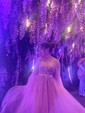 Ball Gown Sweetheart Puff Sleeve Tulle Prom Dresses With Beading