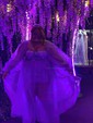 Ball Gown Sweetheart Puff Sleeve Tulle Prom Dresses With Beading
