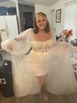 Ball Gown Sweetheart Puff Sleeve Tulle Prom Dresses With Beading
