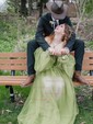 Ball Gown Sweetheart Puff Sleeve Tulle Prom Dresses With Beading