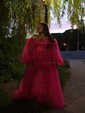 Ball Gown Sweetheart Puff Sleeve Tulle Prom Dresses With Beading