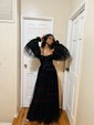 Ball Gown Sweetheart Puff Sleeve Tulle Prom Dresses With Beading