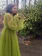 Ball Gown Sweetheart Puff Sleeve Tulle Prom Dresses With Beading