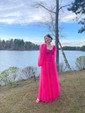 Ball Gown Sweetheart Puff Sleeve Tulle Prom Dresses With Beading