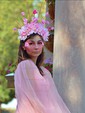 Ball Gown Sweetheart Puff Sleeve Tulle Prom Dresses With Beading