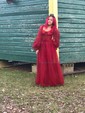Ball Gown Sweetheart Puff Sleeve Tulle Prom Dresses With Beading
