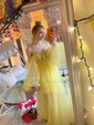 Ball Gown Sweetheart Puff Sleeve Tulle Prom Dresses With Beading