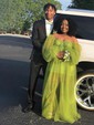 Ball Gown Sweetheart Puff Sleeve Tulle Prom Dresses With Beading
