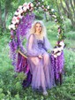 Ball Gown Sweetheart Puff Sleeve Tulle Prom Dresses With Beading