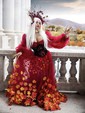 Ball Gown Sweetheart Puff Sleeve Tulle Prom Dresses With Beading