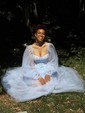 Ball Gown Sweetheart Puff Sleeve Tulle Prom Dresses With Beading
