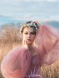 Ball Gown Sweetheart Puff Sleeve Tulle Prom Dresses With Beading
