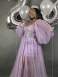 Ball Gown/Princess Sweep Train Sweetheart Tulle Long Sleeves Beading Prom Dresses