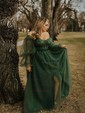 Ball Gown Sweetheart Puff Sleeve Tulle Prom Dresses With Beading