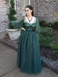 Ball Gown Sweetheart Puff Sleeve Tulle Prom Dresses With Beading