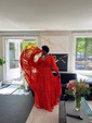 Ball Gown V-neck Puff Sleeve Chiffon Prom Dresses With Ruched