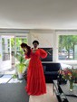 Ball Gown V-neck Puff Sleeve Chiffon Prom Dresses With Ruched