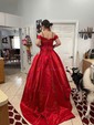 Ball Gown Off-the-shoulder Satin Prom Dresses With Appliques