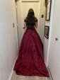 Ball Gown/Princess Floor-length Off-the-shoulder Satin Appliques Lace Prom Dresses