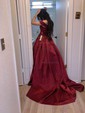 Ball Gown/Princess Floor-length Off-the-shoulder Satin Appliques Lace Prom Dresses