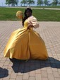 Ball Gown Off-the-shoulder Satin Prom Dresses With Appliques