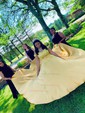 Ball Gown Off-the-shoulder Satin Prom Dresses With Appliques