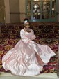 Ball Gown Sweetheart Satin Prom Dresses With Puff Sleeve