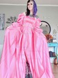 Ball Gown Sweetheart Satin Prom Dresses With Puff Sleeve