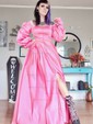 Ball Gown Sweetheart Satin Prom Dresses With Puff Sleeve