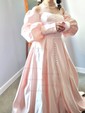 Ball Gown Sweetheart Satin Prom Dresses With Puff Sleeve