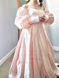 Ball Gown/Princess Floor-length Sweetheart Satin Long Sleeves Buttons Prom Dresses