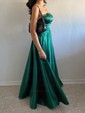 Ball Gown/Princess Floor-length Straight Satin Pockets Prom Dresses