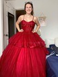 Ball Gown Sweetheart Tulle Corset Prom Dresses With Ruched