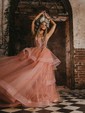 Ball Gown Sweetheart Tulle Corset Prom Dresses With Ruched