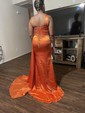 Sheath/Column Sweep Train One Shoulder Silk-like Satin Ruffles Prom Dresses