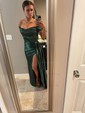 Sheath/Column Off-the-shoulder Satin Prom Dresses With Ruched