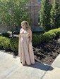Black Ball Gown V-neck Satin Prom Dresses With Split