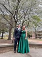 Black Ball Gown V-neck Satin Prom Dresses With Split