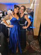 Black Ball Gown V-neck Satin Prom Dresses With Split