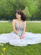 Ball Gown V-neck Tulle Prom Dresses With Appliques